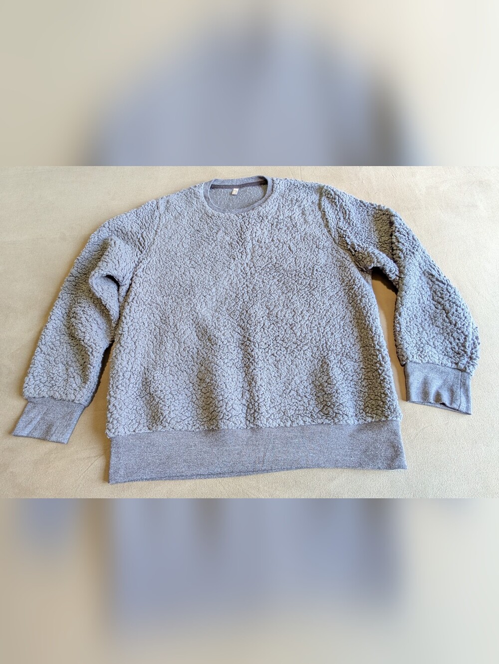 Plush Crewneck Sweater - Green - Gray